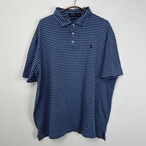 Polo Ralph Lauren Men’s XLarge Blue Striped Classic‎ Fit Golf Preppy Shirt